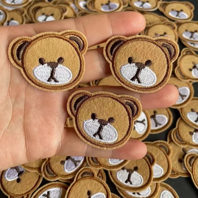 5PCS,10PCS/3.5*4.3CM teddy bear patch iron on badge,animal stickers cartoon embroidery fabric applique Patches For Clothing Kids