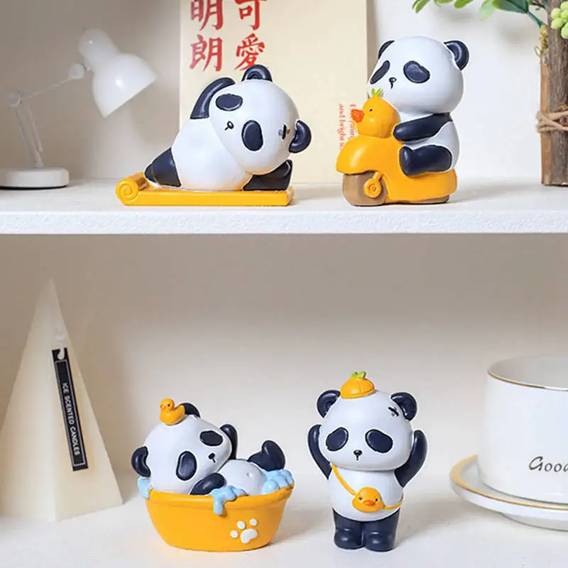 Kawaii Resin Panda Cute Cartoon Panda Toy Figurines Kids Happy Birthday Party Supplies Fairy Garden Miniature Decor