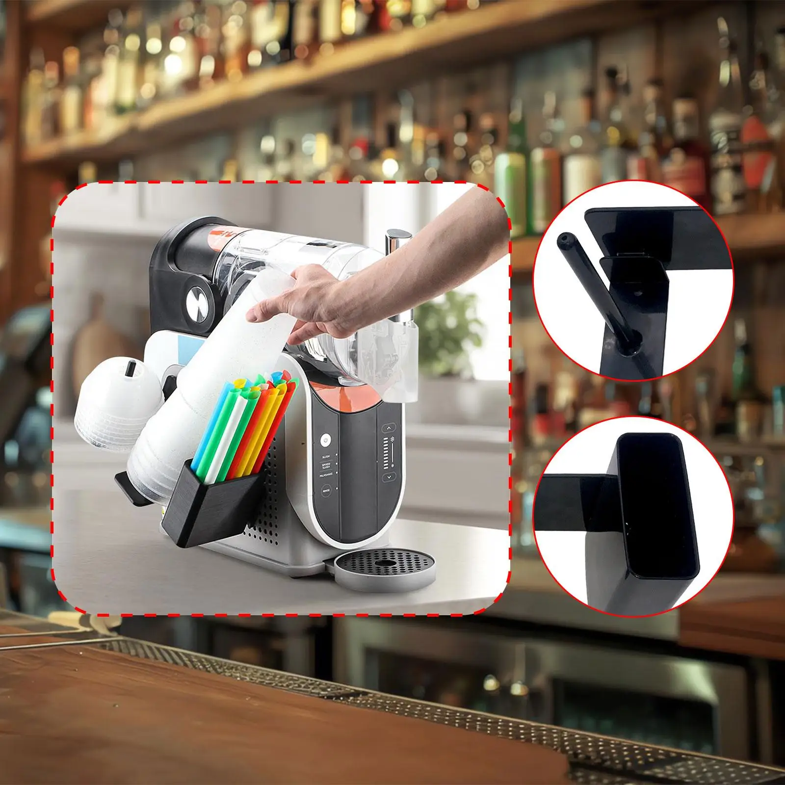 

Cup and Lid Holder Organizer with Straw Holder 3 in 1 35° Tilt for Breakroom Office Bar