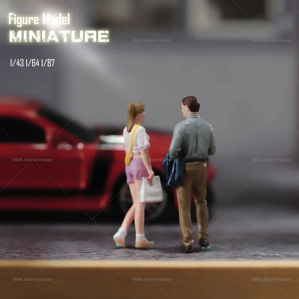 Printed Miniature 1/87 1/64 1/43 Fashion Bag Girls  Young Men Unpainted Painted Diorama Figure Model Creative Photography Props