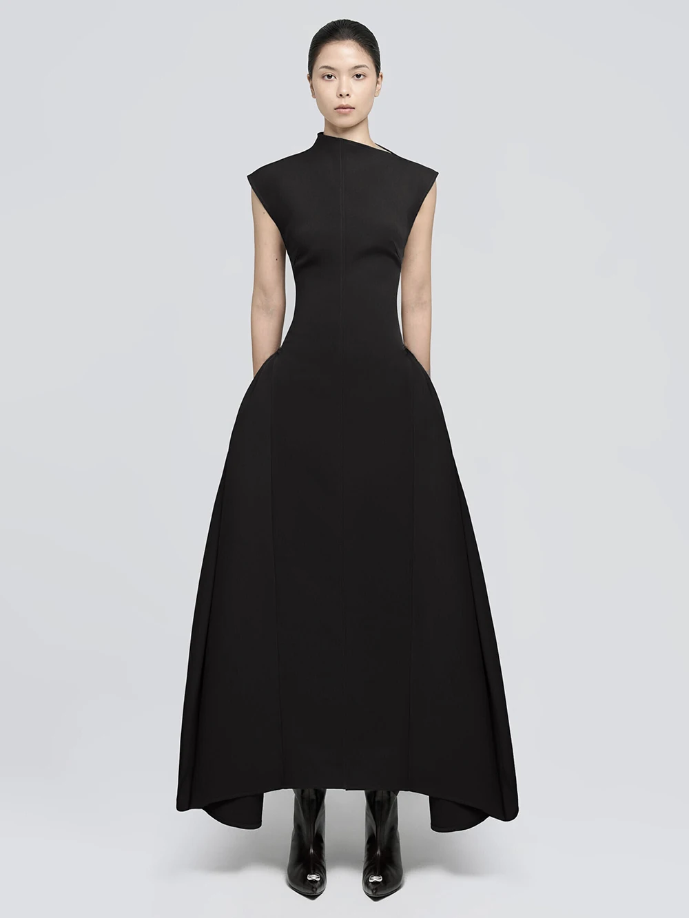 Modphy Women's 2026 Spring New Fashion Solid Sleeveless High Waist Temperament Long Dress Female Fashion