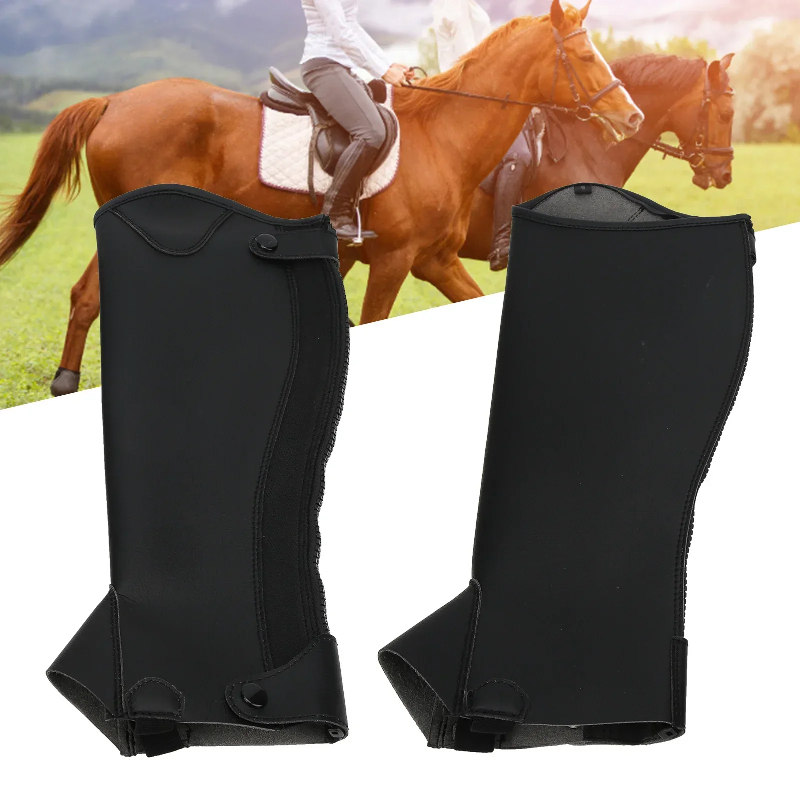 Super Fiber PU Leather Half Chap Horse Riding Body Protector Equipment For Adults