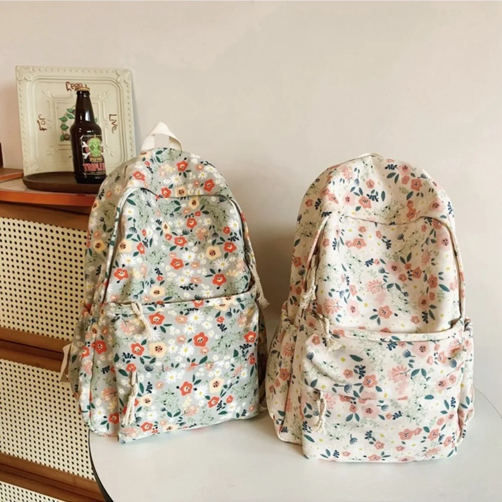 Aesthetic Knapsacks Japanese Flower Print Mochilas Women\'s Large Capacity Backpacks Shoulder Bag Multifunction Rucksack