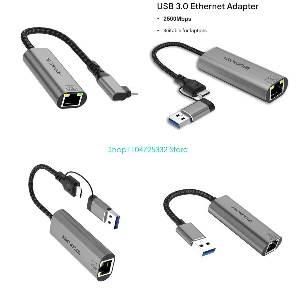 

P5EA USB3.0 To RJ45 Gigabit Ethernet Adapter 2500Mbps Fast Speed Corded Internet For Laptops