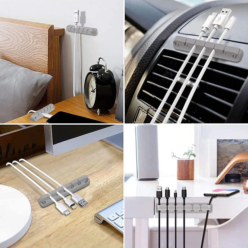 Silicone Desktop Data Cable Holder Self-Adhesive Winder Cable Fixing Clip 3 Pack Cable Organizing Clip