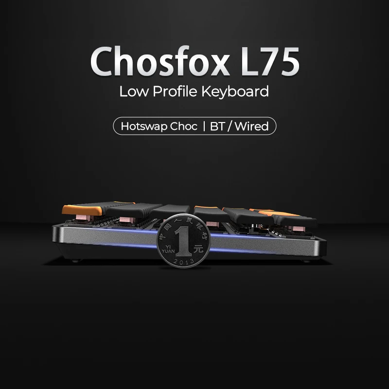 Chosfox 75% Alacsony Idom Gépi Kulcskarika RGB hot-swap Kulcskarika számára kailh 1350 Alacsony Idom Lovaglópálca Szokás DIY Kulcskarika készlet