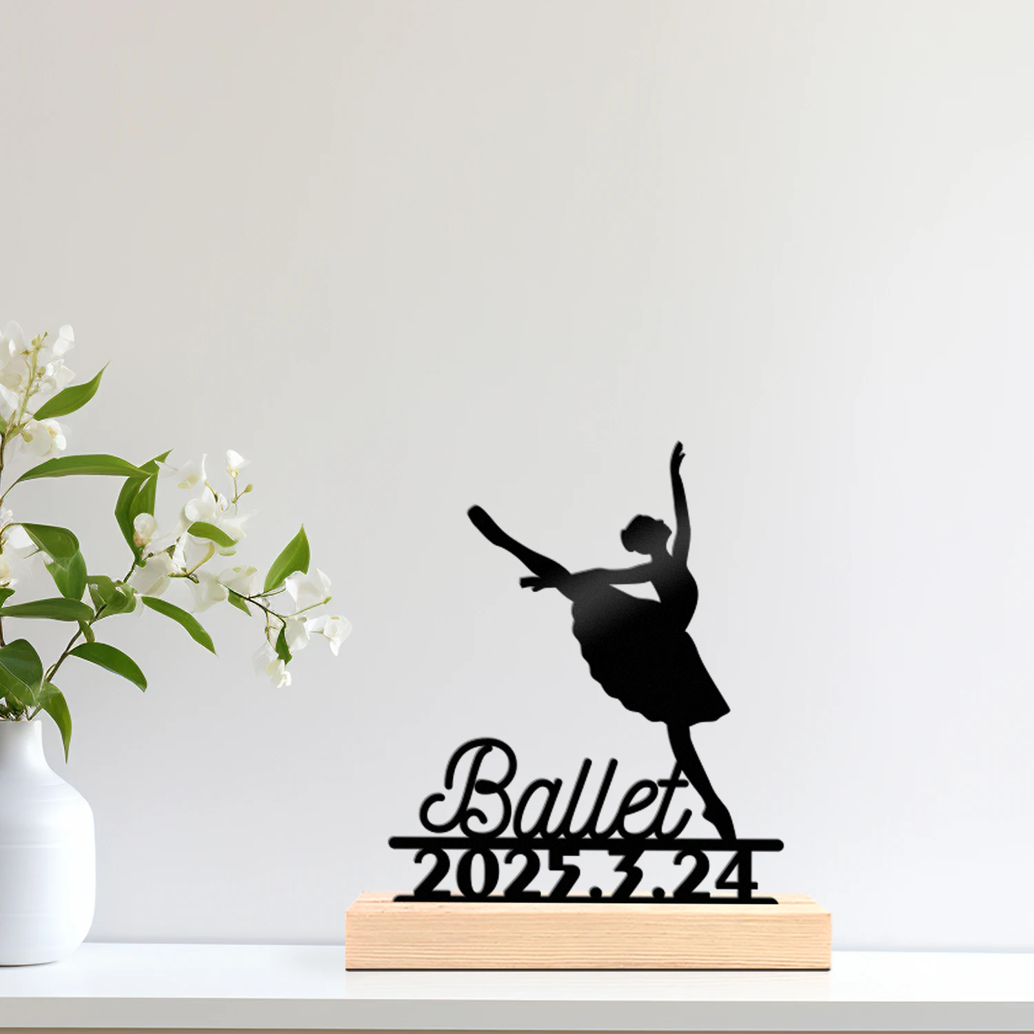 1pc Metal Art Desktop Decoration Custom Content Equipped with A Wooden Base Festival Ornaments and Decorations