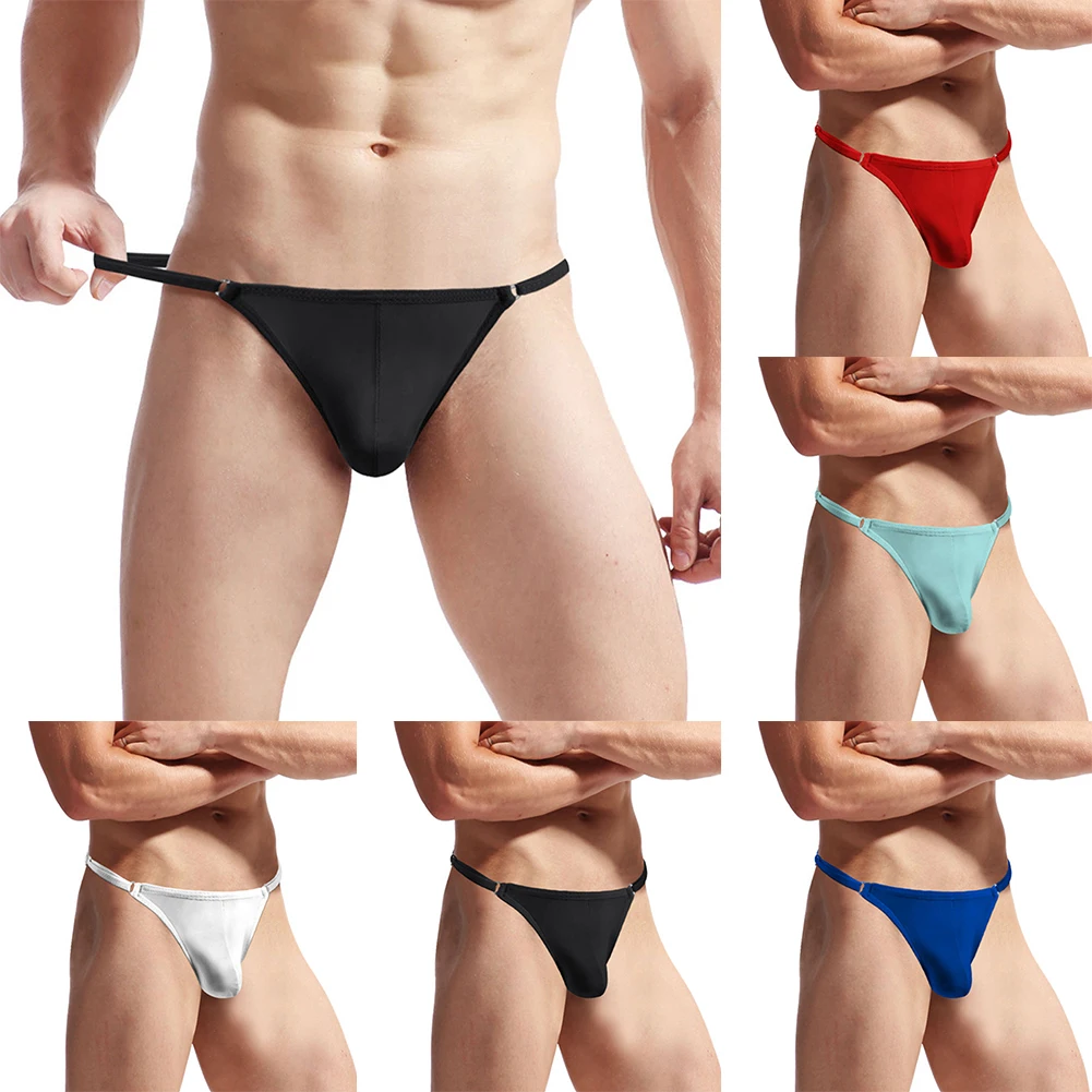 Men Jockstrap Bulge Pouch Low Rise G-String Thong Briefs Transparent Underwear Thin Breathable Tanga Hombre Quick Dry Underpants