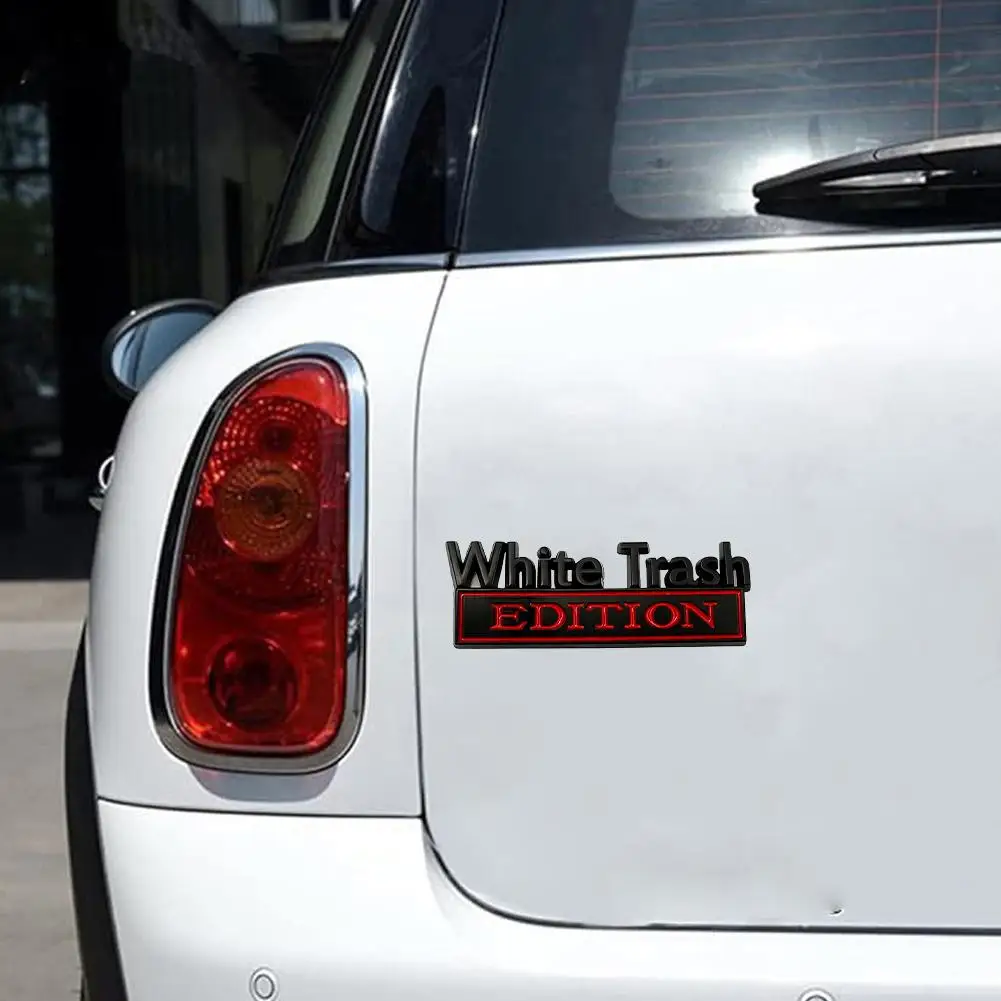 Car 3D Zinc Alloy Emblem WHITE TRASH EDITION Badge Car Tail Side Sticker Accessories for Door Styling Decals Stickers Auto Y1G6