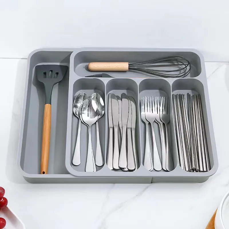 

Kitchen Large Drawer Knife and Fork Storage Box Double-layer Chopsticks Storage Tray Tableware Sorting Dust Division