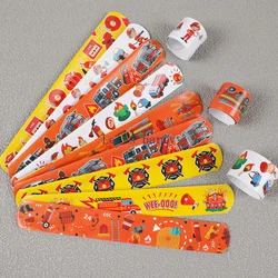 12Pcs Cartoon Firefighter Theme Slap Bracelets Toys for Kids Fire Fighting Theme Birthday Party Favors Goodie Bag Pinata Fillers