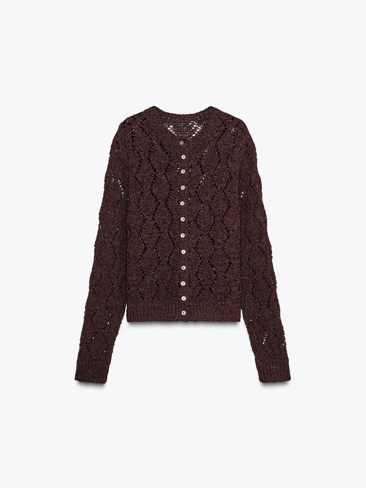 New Autumn Women's Knitted Long Sve round Ne Outerwear Single Button Embroidered Me Jaet Commute Sle Loose Fit Car...