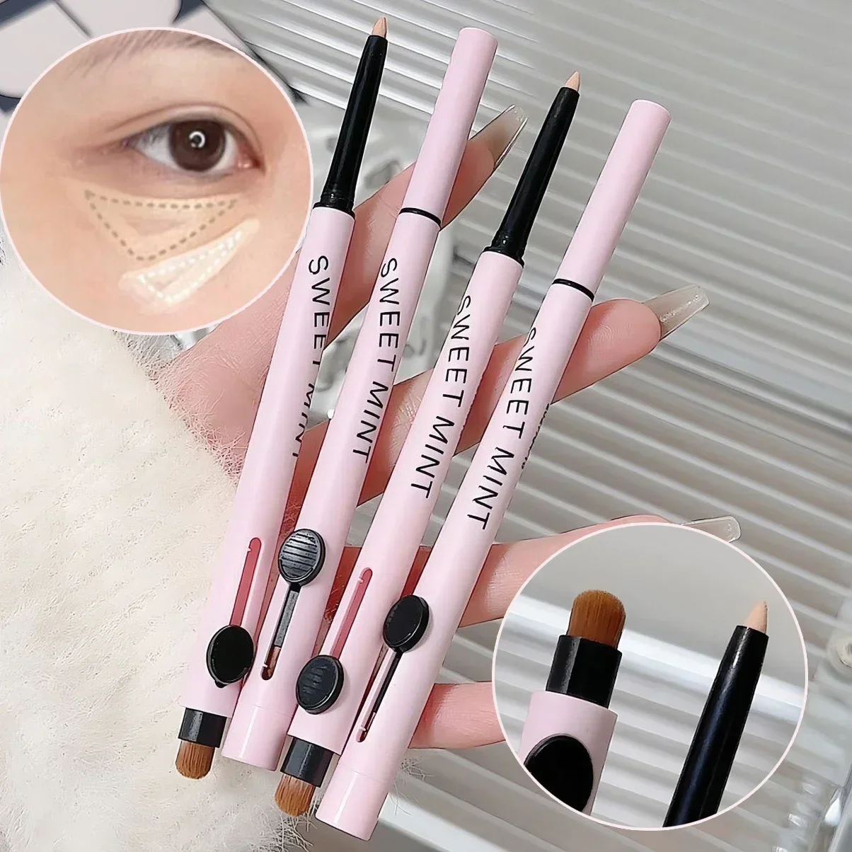 With Brush Matte Concealer Tip Pen High Coverage Nude Moisturizing Oil Control NonSmudge Concealer Base Cream Cover Dark Circles