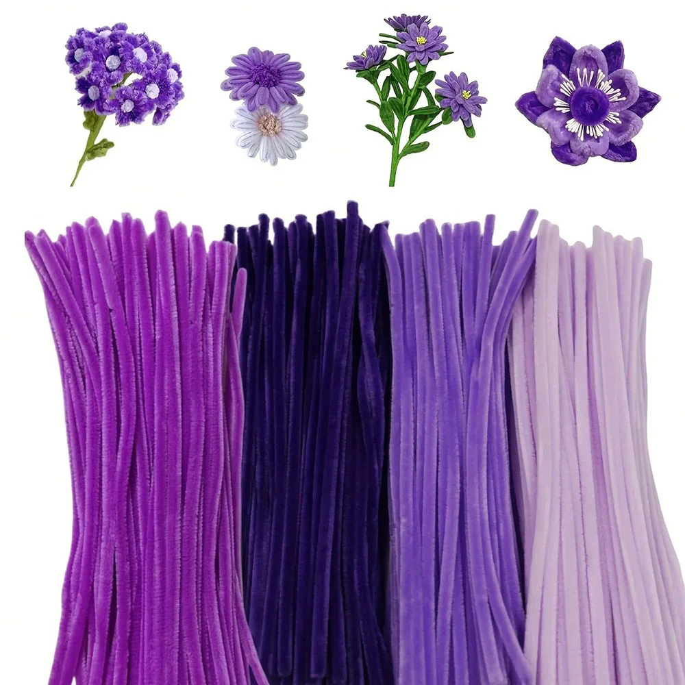 400PCS Purple Series Pipe Cleaners, Purple Pipe Cleaners Chenille Stem, Pipe Cleaners Craft Supplies for DIY Arts Crafts