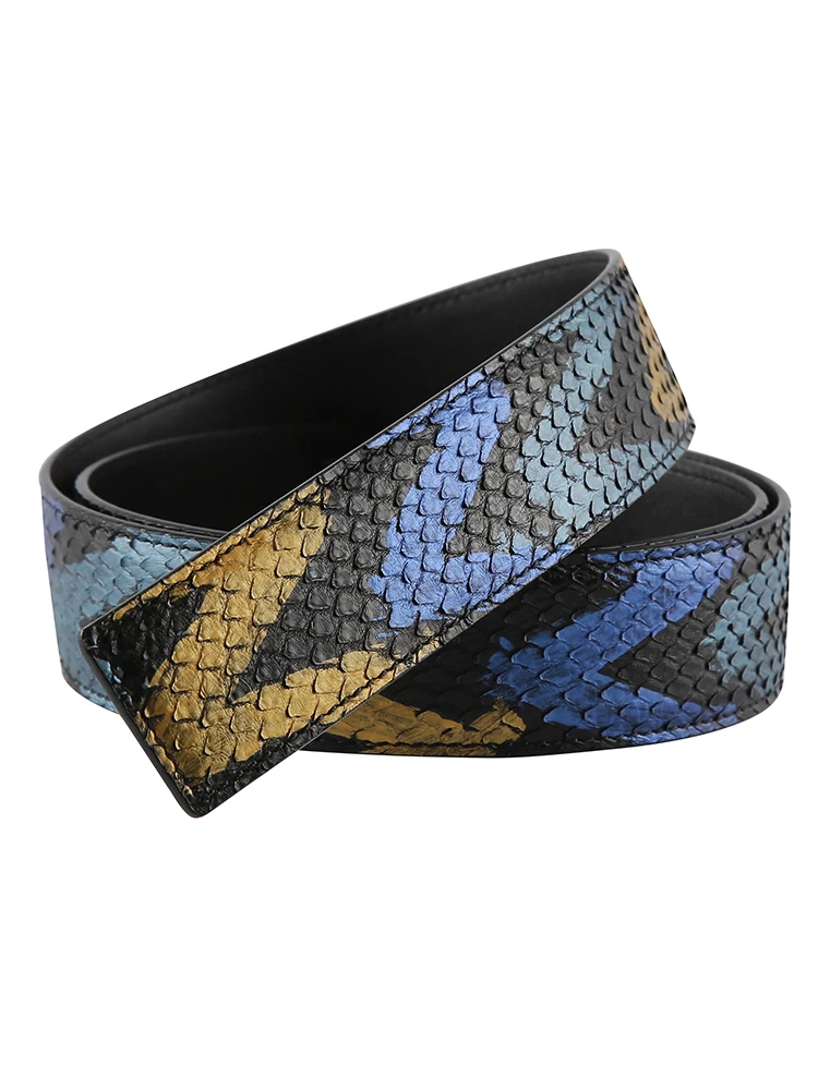 Ceinture en Python group pour Homme, Design Original, Sans Feuille ni Corps, Ceinture Individuelle, Grande Marque, Ceinture de Remplacement Personnalisée