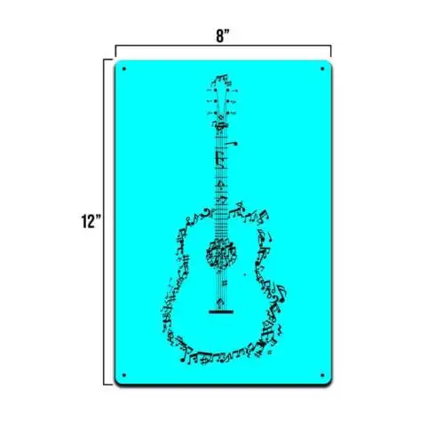 Guitar Musical Notes 12 X 8 Metal Tin Sign Décor Vintage Band Rock Drum Punk Pop