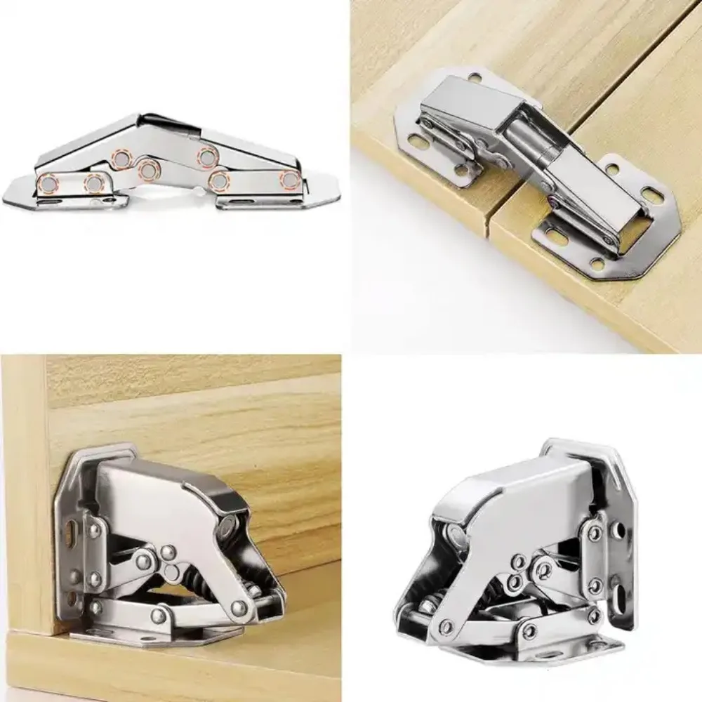 High-Quality 90 Degree No-Drilling Hole Cold Rolled Steel Cabinet Hinge Bridge Shaped Spring Frog Hinge Soft Close