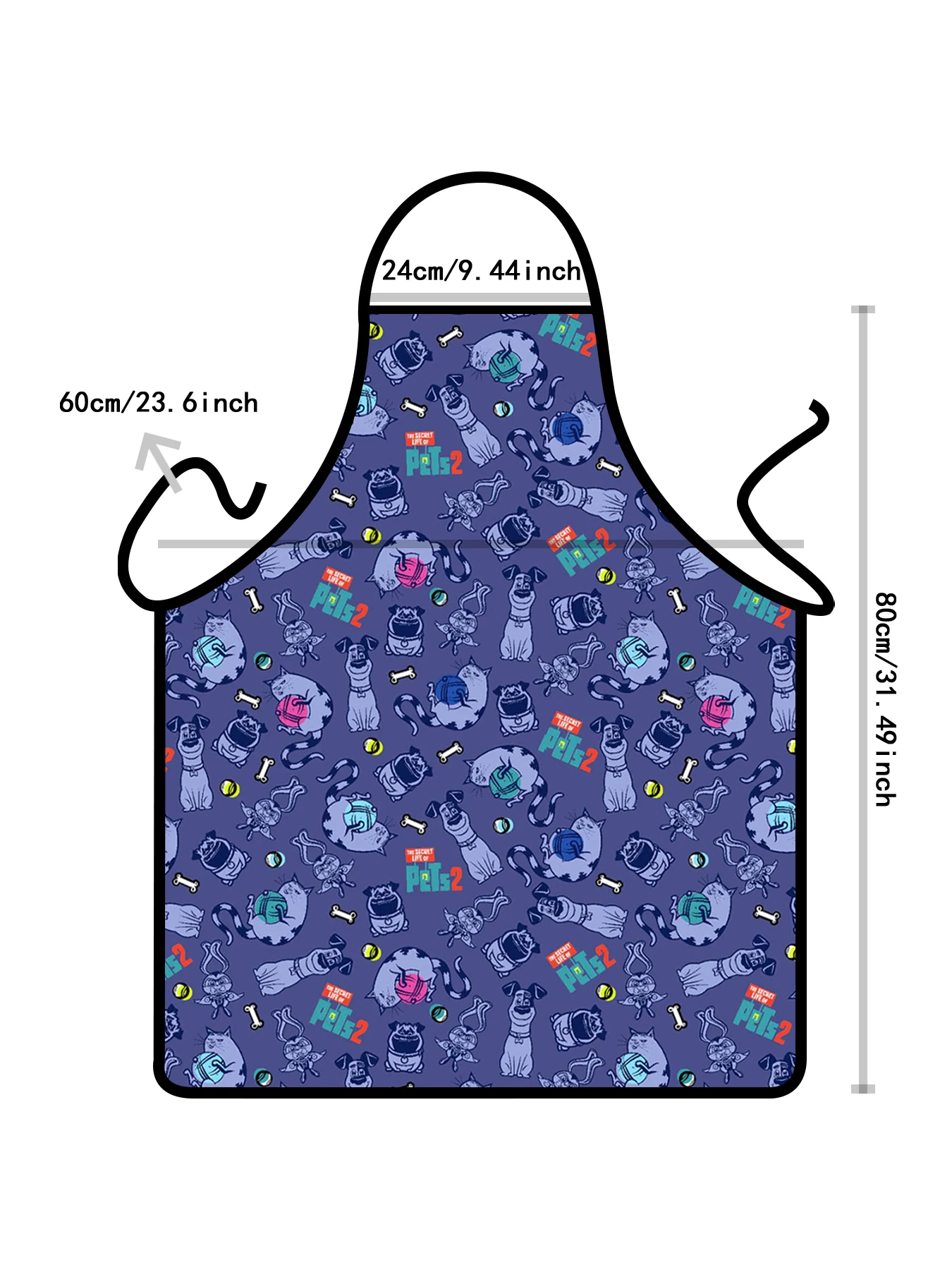 Disney Cartoon Dalmatian Print Bib Apron - Adjustable One Size Design, Durable Polyester Material, Non-Stretch Fabric, Great for