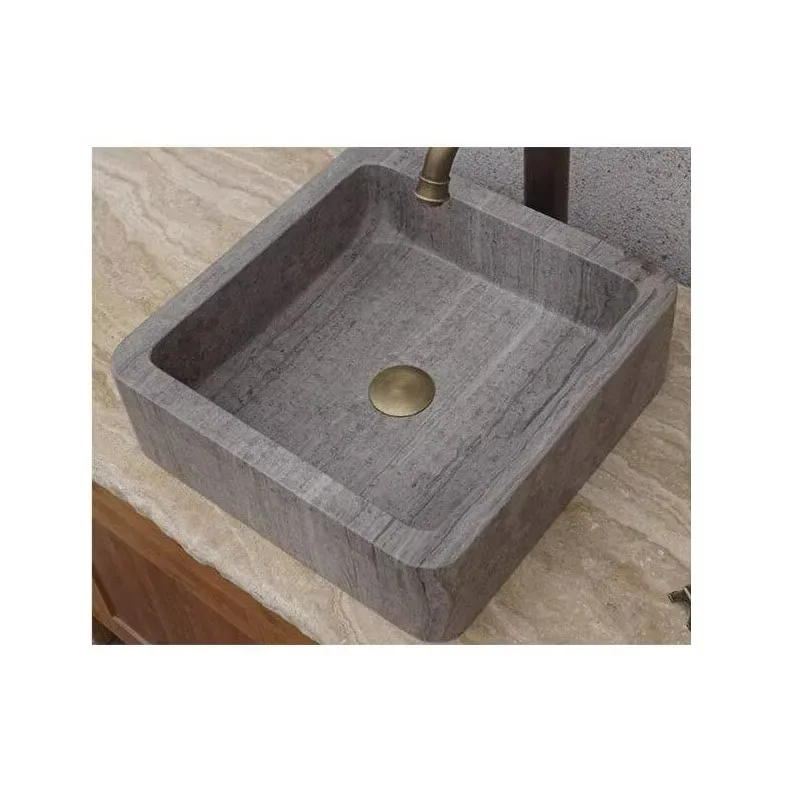 

Athens Grey Marble Sinks Stone Lavatory Sinks Washing Basin Stone Vanity Vessel Square One Piece Quartz Countertop Basin