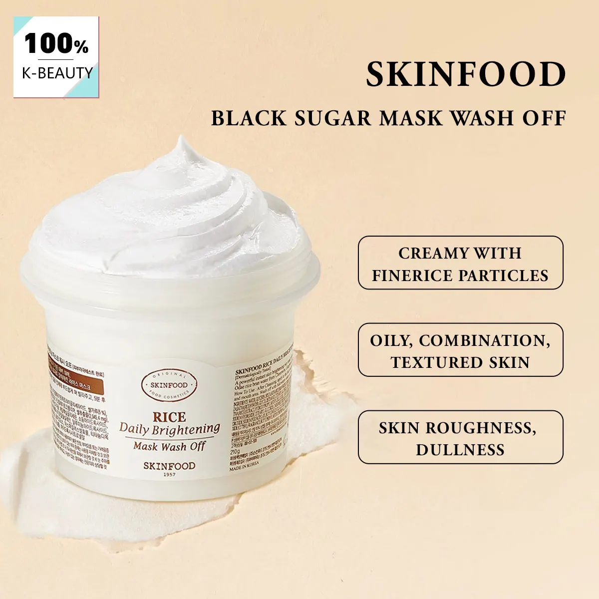 

SKINFOOD Rice Daily Mask 210g, Nourishing & Gentle Skincare, Authentic Korean Brand, Korean Cosmetics, Korean Skincare