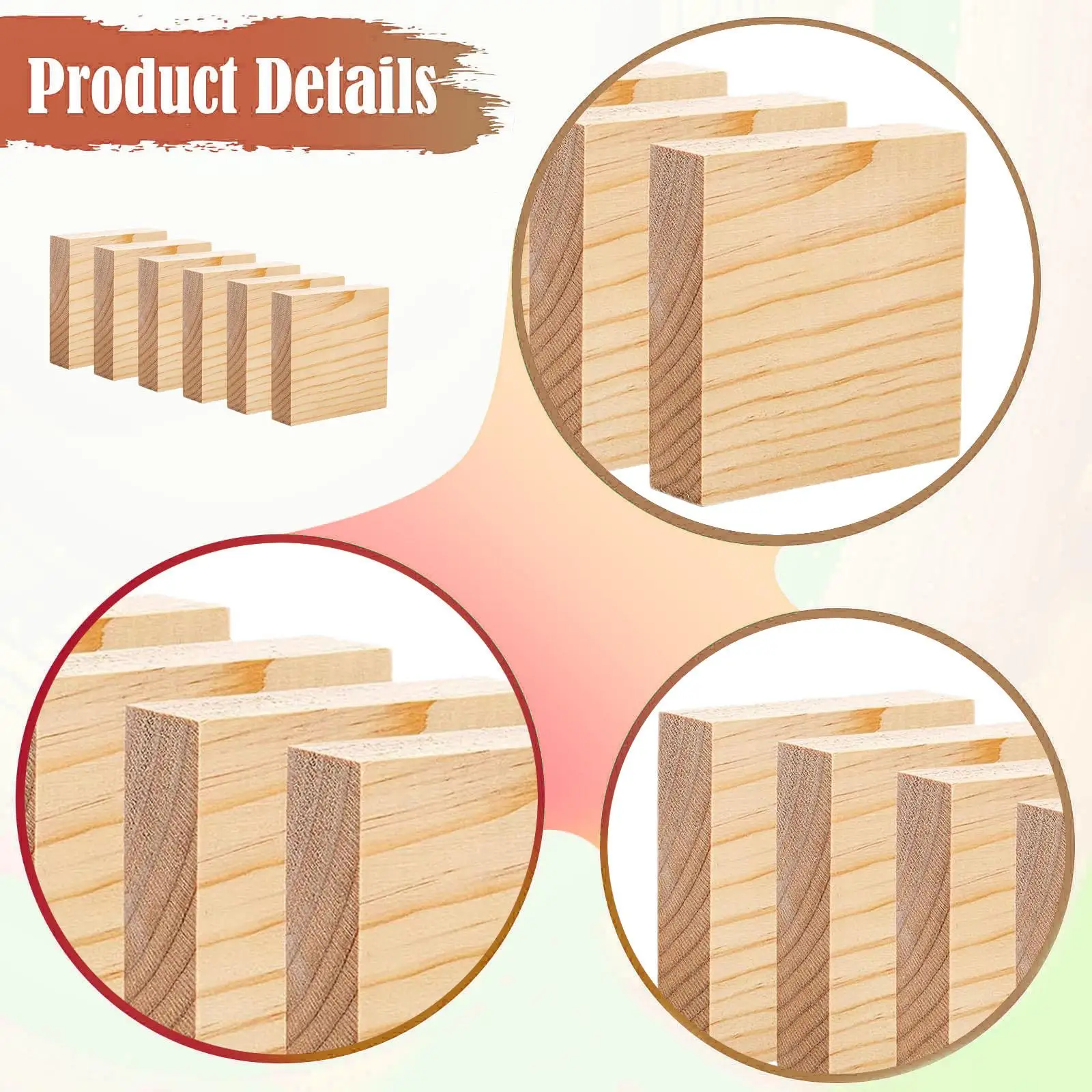 

Kids DIY Craft Blocks Unfinished Wood Squares Educational Building Blocks Versatile Wooden Toys for Children's Activities