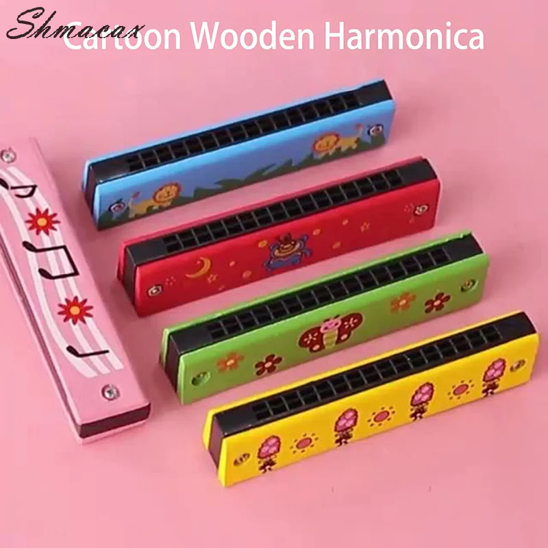 1PC Musical Instrument For Develop Music Ability Entertainment Tools 32 Holes Wooden Harmonica Mouth Organ Kids Educational Toys