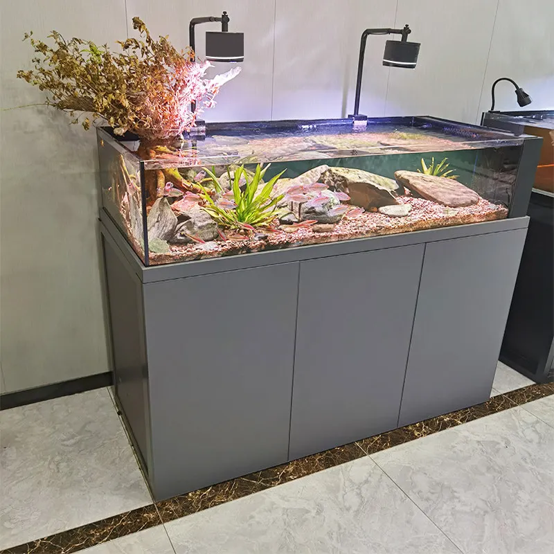 Fish tank aquarium bottom filter living room ultra-white glass Lanshou stream tank bag back overflow ecological sea tank