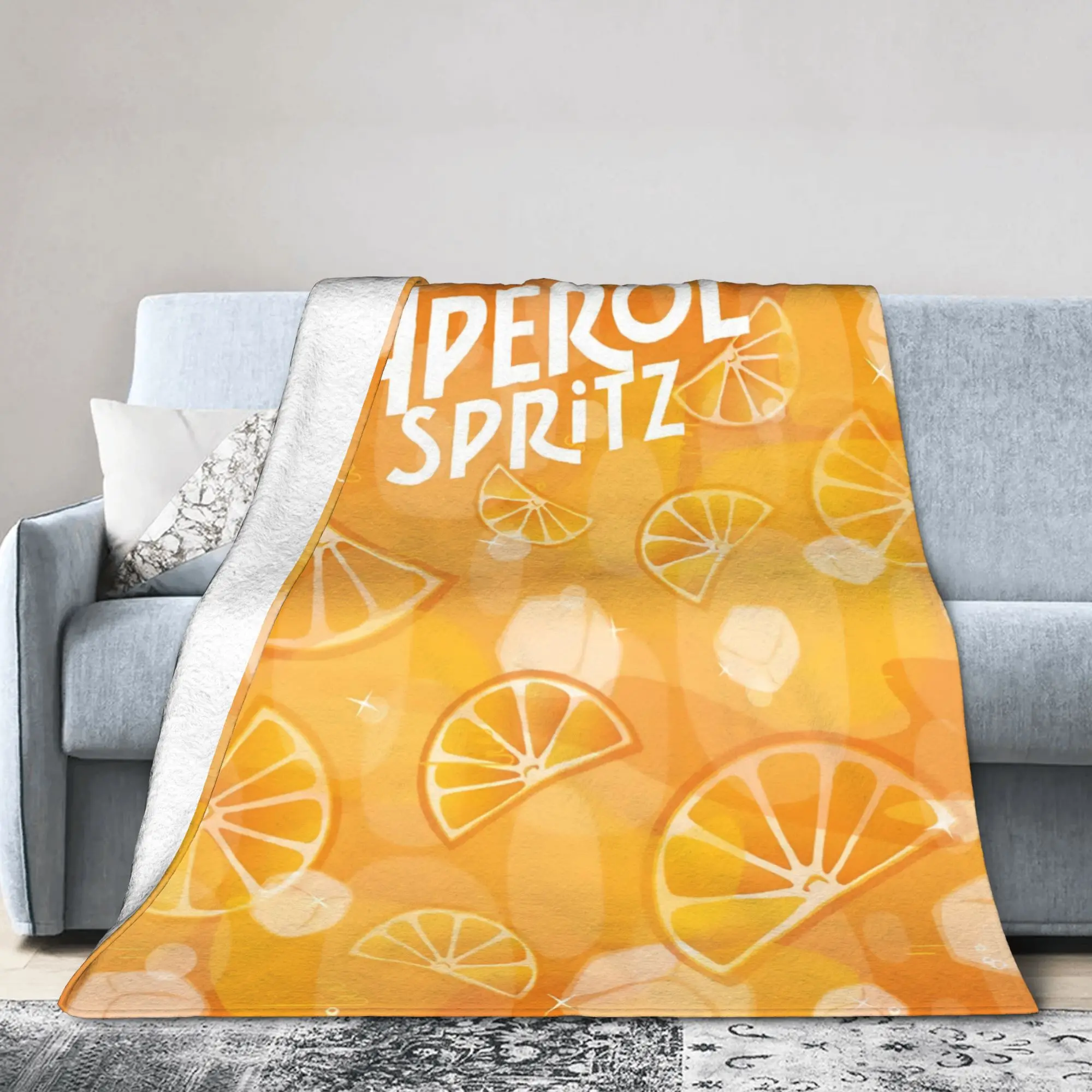 Custom Aperols Spritz Drink Cocktail Blanket 3D Printed Soft Flannel Fleece Warm Throw Blankets for Office Bed Sofa Bedspreads