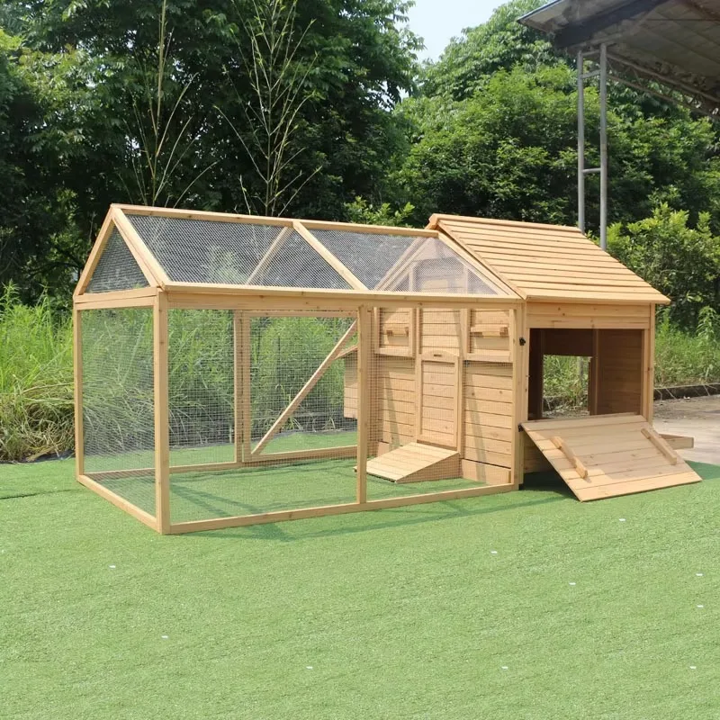 

Large Outdoor Wooden Chicken Coop with Metal Door Opener Hen House for Small Animals Like Ducks Rabbits Chickens Cage