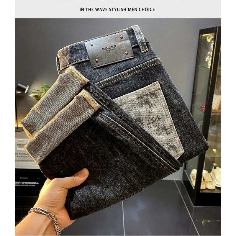 

2025 autumn new men's clothing trend high-end jeans men's retro street fashion loose straight casual stretch pants