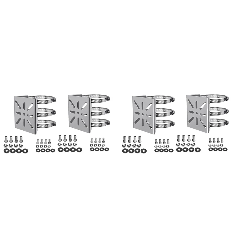 

LLCS-4Pcs Universal Wall Mounting Bracket With 12 Loops, Stainless Steel Vertical Pole Mount Adapter For CCTV Security Camera