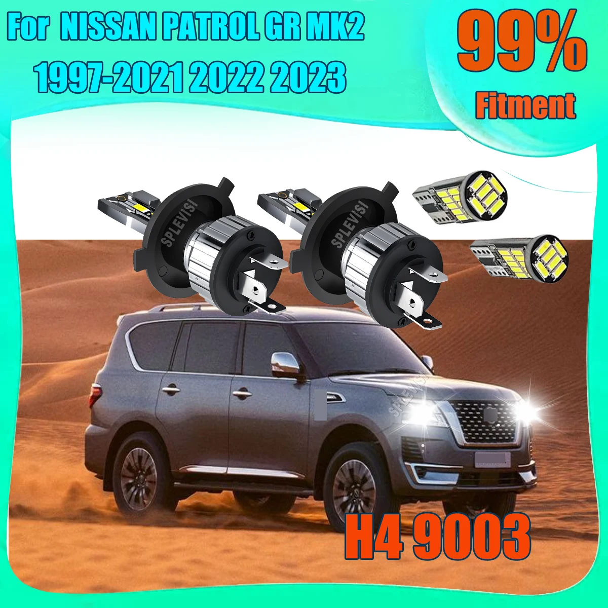 

12v 15000LM/Pair H4 9003 Bright White 6000K LED Headlights for Off-Road Adventures NISSAN PATROL GR MK2 1997 1998 1999 2000-2023