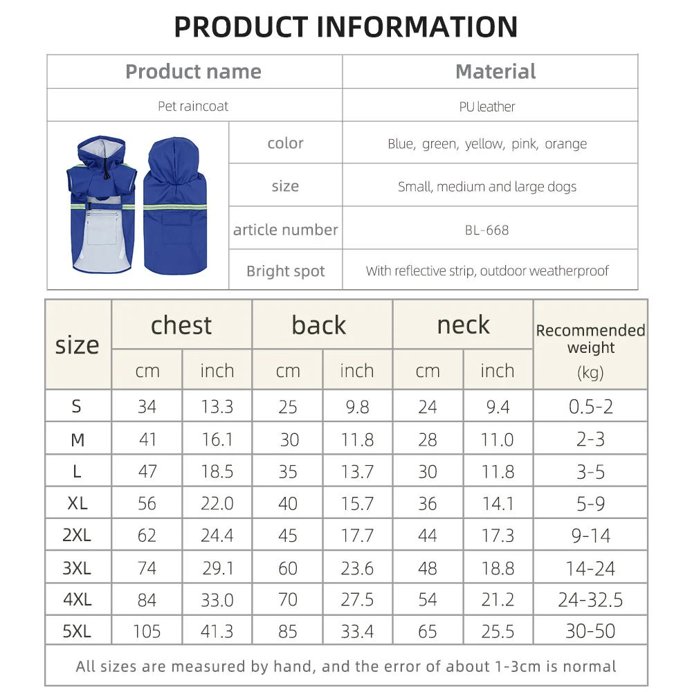 Large Dog Raincoat, Corgi Cape-Style Waterproof Dog Coat, Reflective Pet Windproof and Rainproof Hooded Raincoat, Specially Designed for Dogs