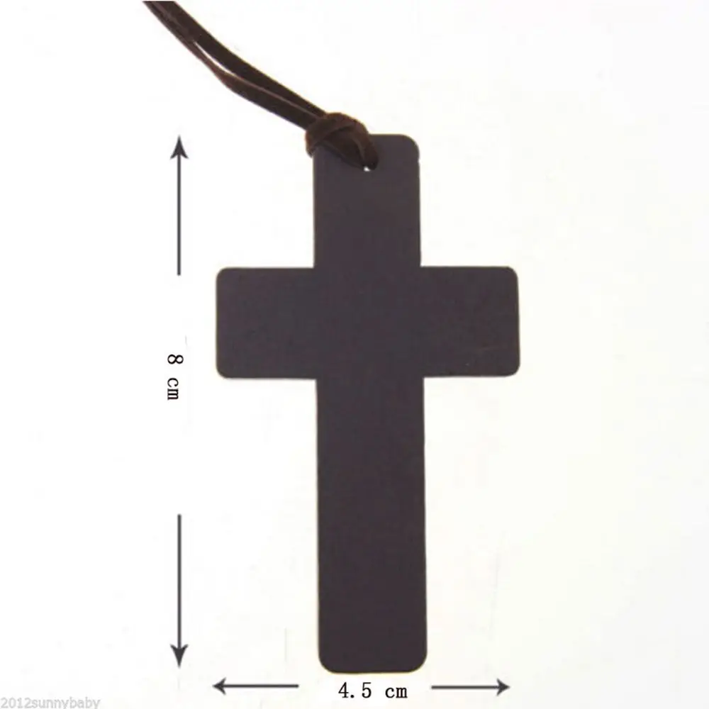 Ancient Men New Wooden Sweater Chains Religious Gift Leather Brown Jewelry Cross Necklace Pendant