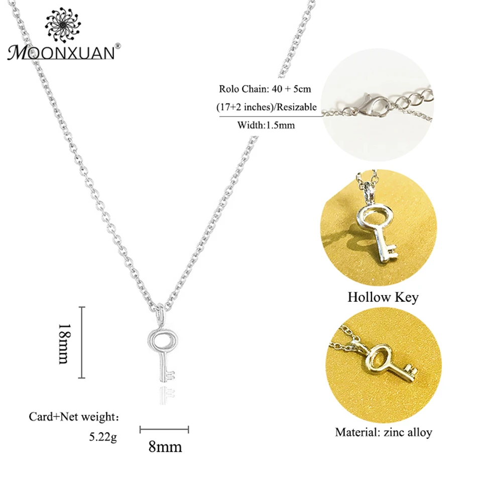 قلادة قلادة من سبيكة المفاتيح المجوفة المطلية بالذهب كهدية للسيدات مع بطاقة يفتح مجوهرات الطاقة المحتملة