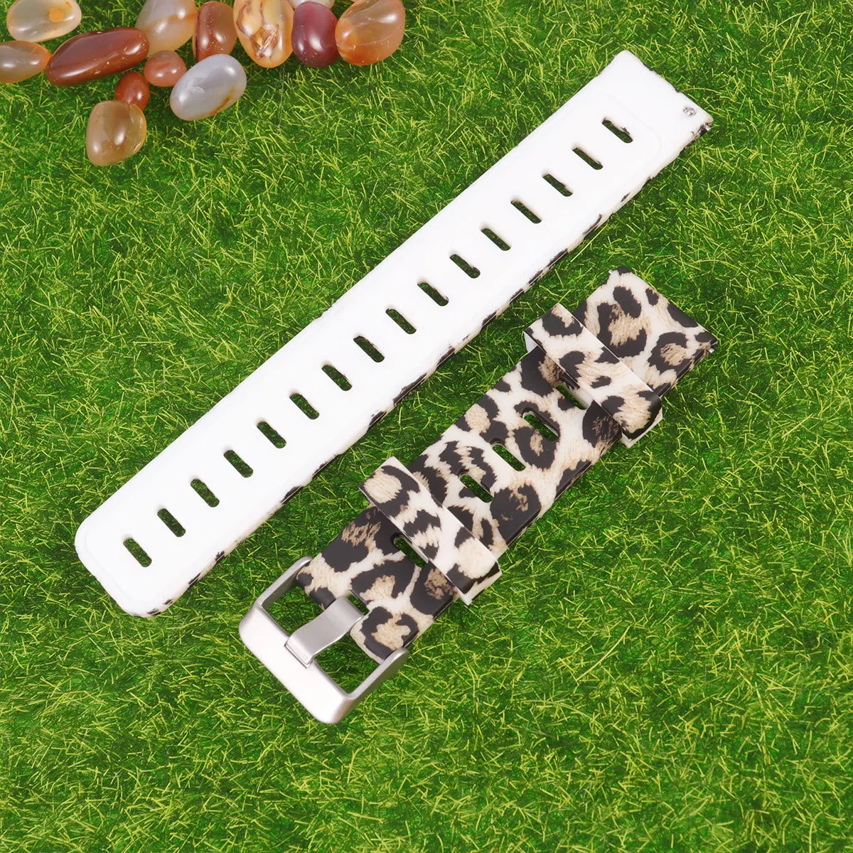 

Painted Silicone Watchband Leopard Print Comfortable Durable Replacement Strap for Simple Decorative Pattern
