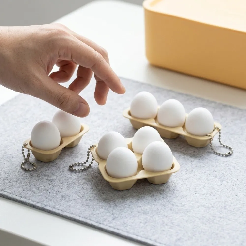 Fashion 3D Printed Egg Tray Clicker Portable Novelty Button Clicker Keyring Relaxed Cute Keycap Press Keychain Gift Giving