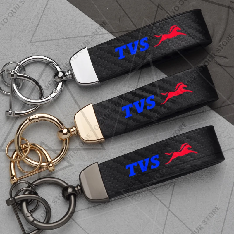 Nuevo clásico para TVS Logo 100 GLX Zeppelin Apache 310RR RTR 200 llavero de fibra de carbono para motocicleta accesorios de motocicleta