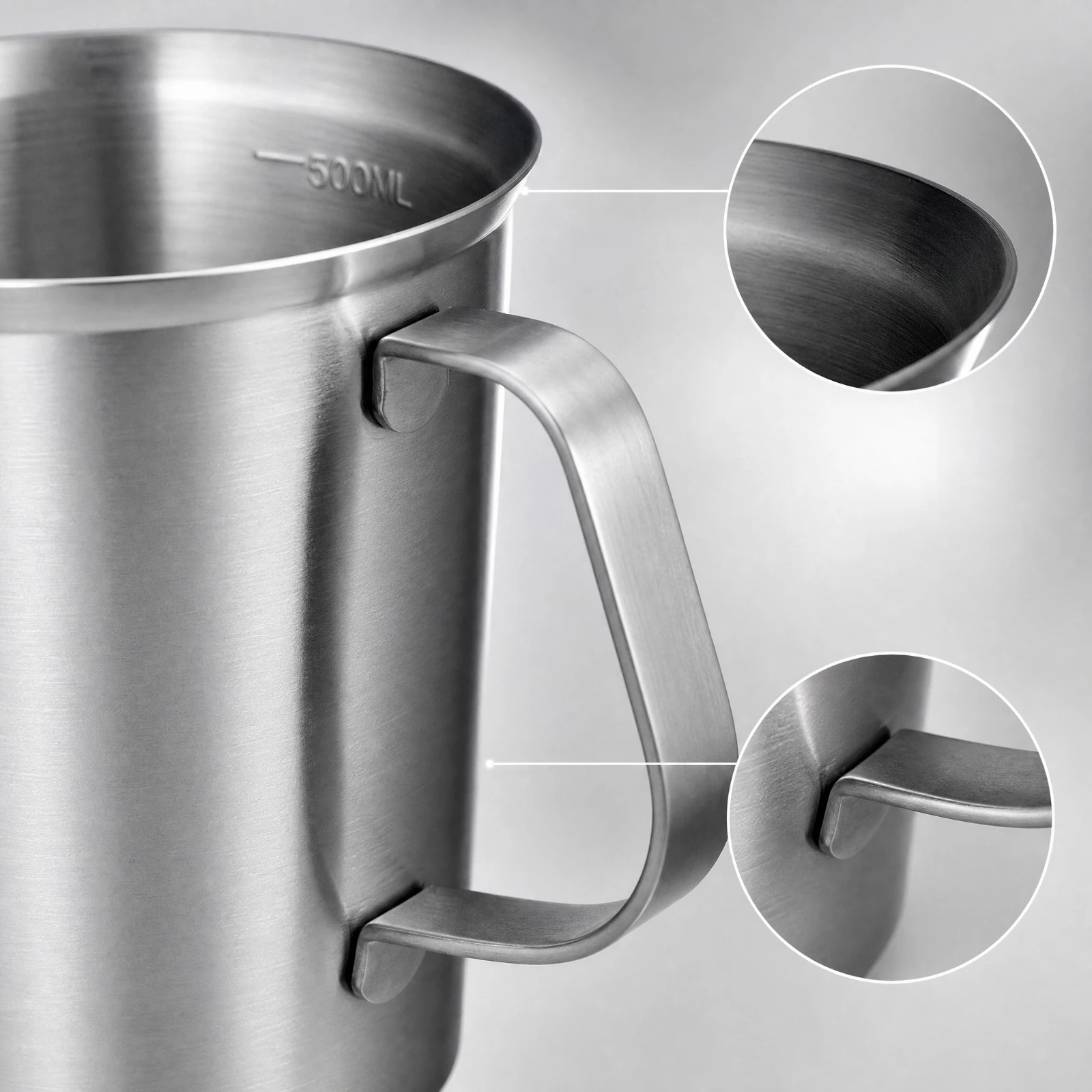 304 Stainless Steel Measuring Cup Food-Contact Safe Metal Measuring Cup with Handle Accurate Polished Finish for Baristas