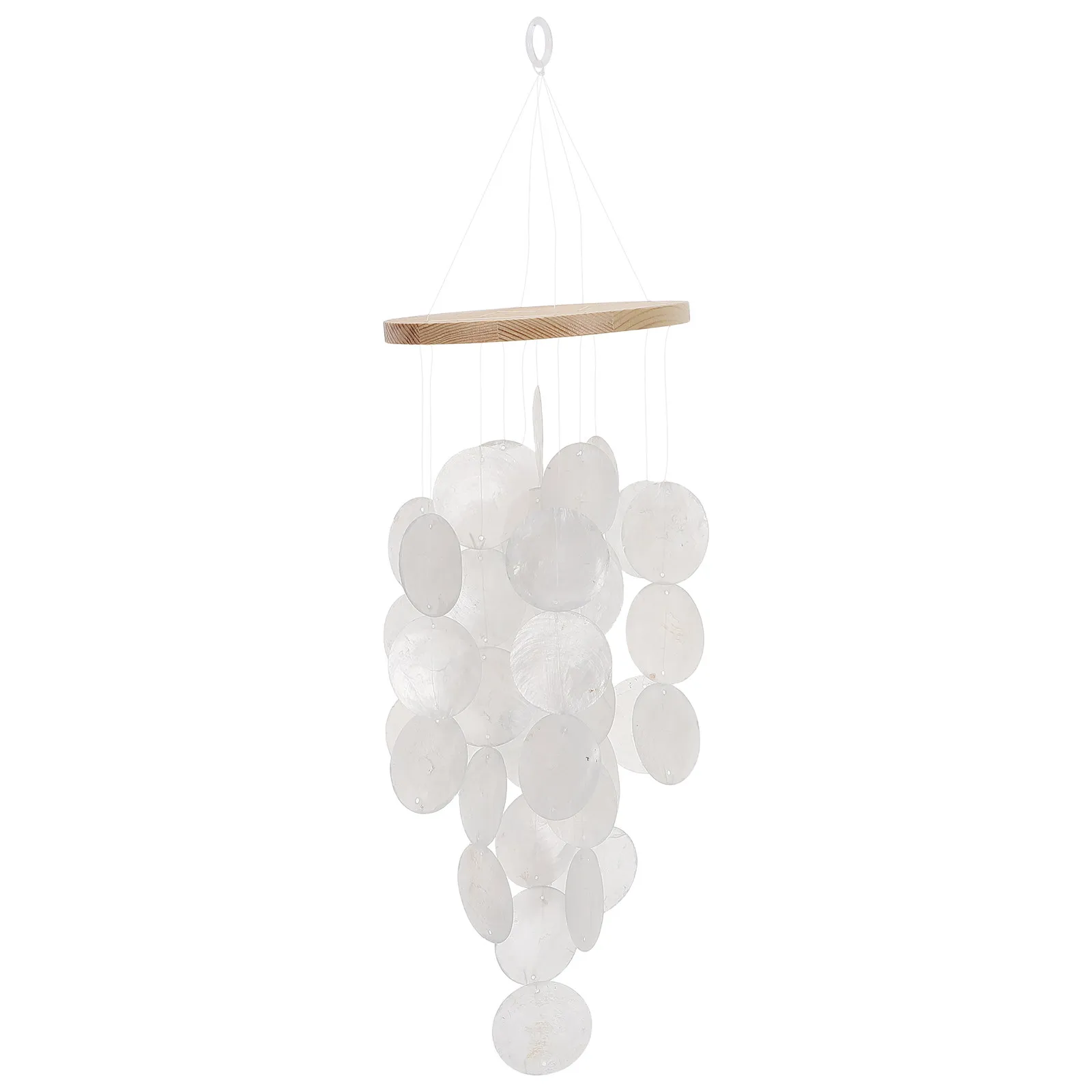 Capiz Shell Wind Chime White Soft Soothing Sound 20.5 Coastal Beach Style Hanging Patio Balcony Window Indoor Outdoor Outdoor