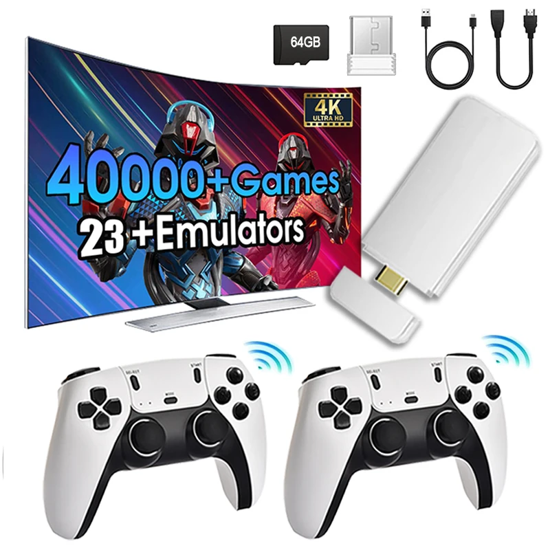 

Игровая приставка 4K TV Game Stick 64 ГБ со встроенными 30000+ ретро-играми, беспроводными геймпадами и поддержкой 23+ эмуляторов для HD-игр на телевизоре