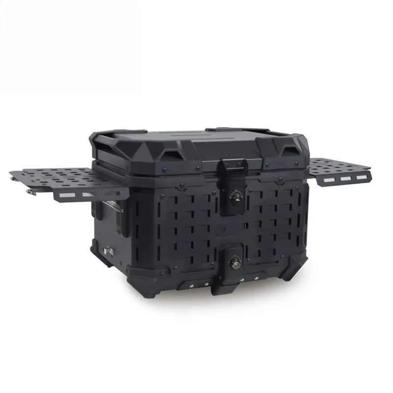 

Motorcycle Tail Boxes with Folding Plate H Corner Protector on Both Sides