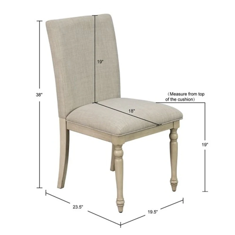 Farmhouse Dining Chair Set: Whitewashed Wood Frame, Turned & Distressed Legs, Upholstered Back & Seat, Rustic Elegance