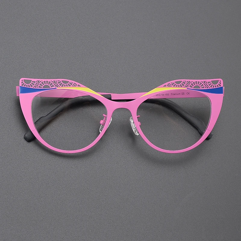 Color ultralight titanium niche glasses frame men's and women's fashion design cat-eye personality retro prescription myopia gla image 2