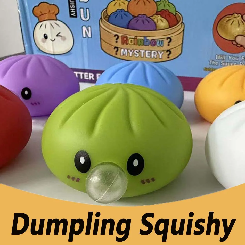 Squishy Dumplings Stress Relief Fidget Toy Colorful Simulation Food Steamed Stuffed Bun Dough Toys Slow-rise Squeeze Toy