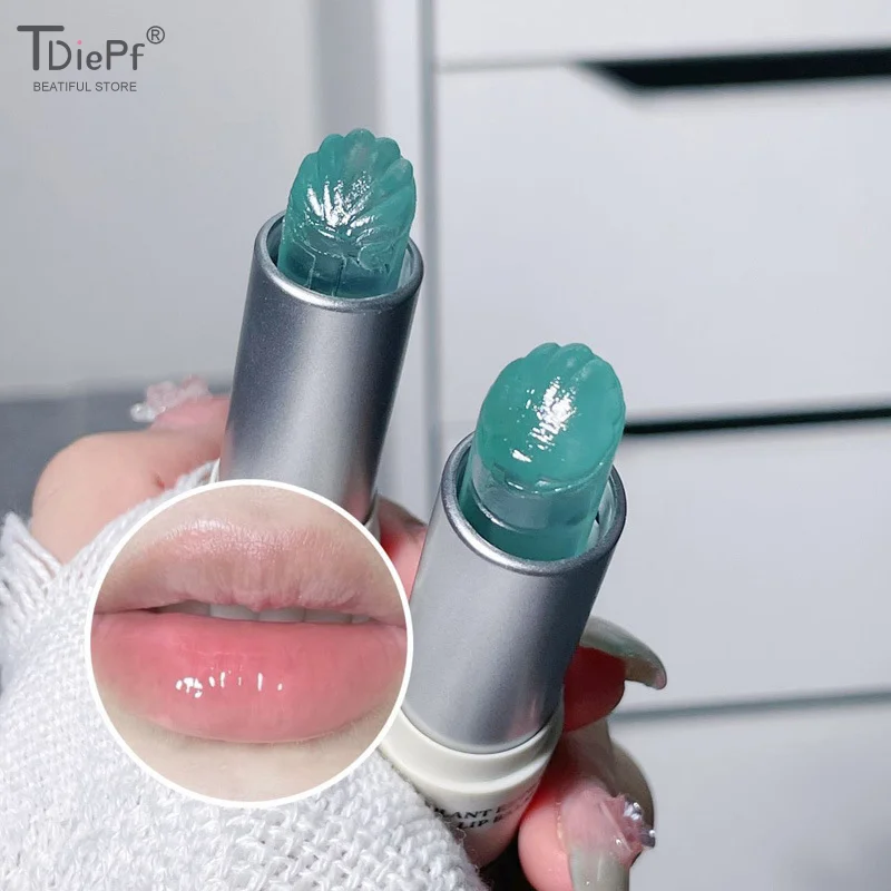 

Бальзам для губ в форме морской ракушки, прозрачный синий, увлажняющее, увлажняющее масло, уменьшение линии губ, удаление омертвевшей кожи, прозрачная маска для ухода за губами