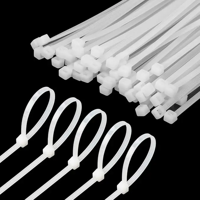 8 Inch White Zip Tie - Small to Medium Zip Tie, Nylon UV Resistant Cable Tie for Indoor and Outdoor Use *200