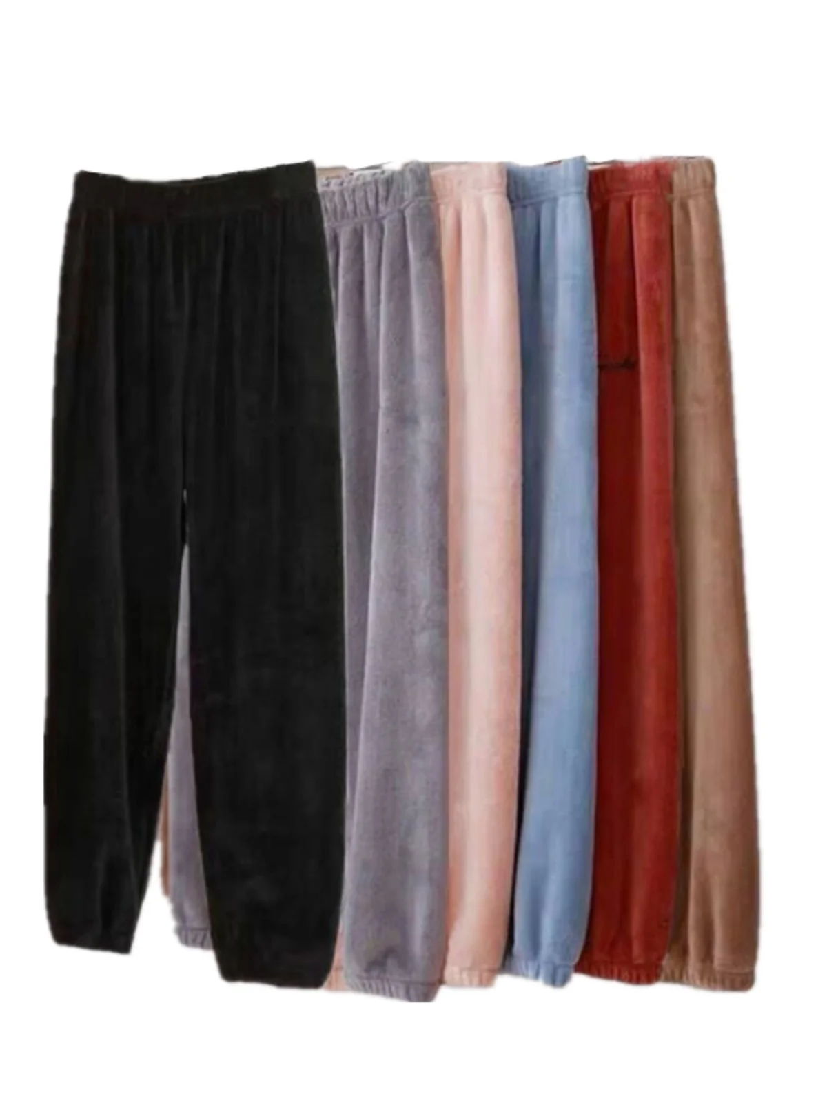 Damskie spodnie dresowe z polaru koralowego z wysokim stanem, asymetryczne, codzienne, do noszenia w domu, ciepłe, odzież wierzchnia, jesień-zima, dla studentek, rozmiar mały.