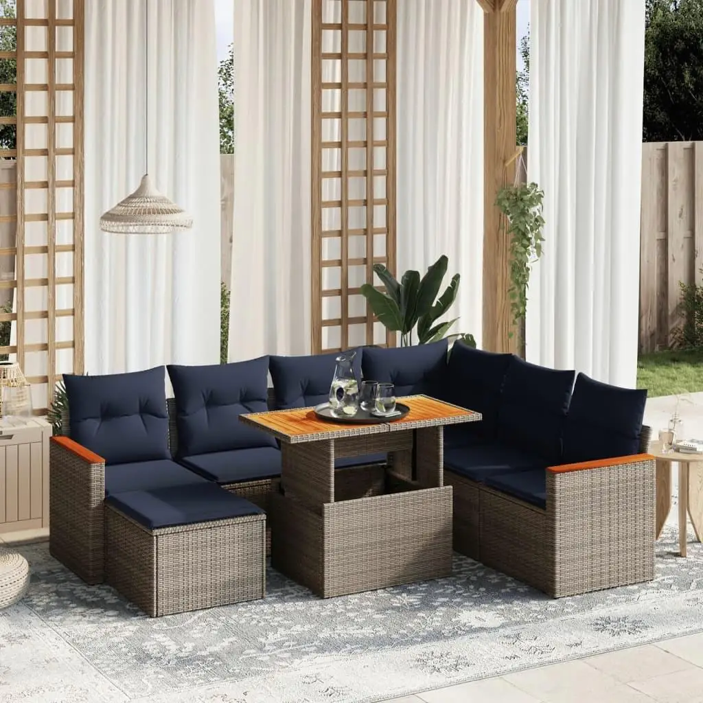 

Gray Poly Rattan 8 Piece Outdoor Patio Sofa Set with Cushions Comfortable and Stylish Garden Furniture