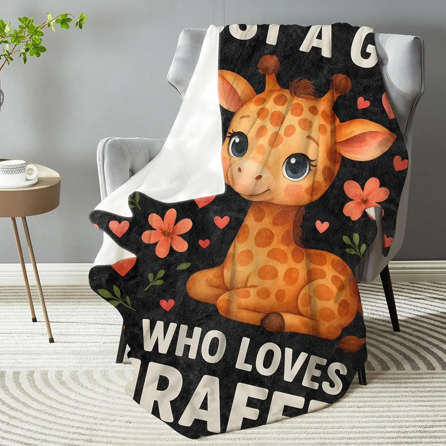 Cute Giraffe Blanket Throw for Girls Home Decor Nursery Gift Plush Blanket Fall Spring Season Accent Decor Cozy Kids Room Throw